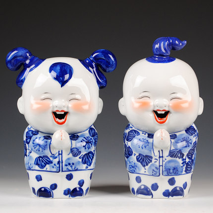 Designer jingdezhen ceramic doll coloring decoration for living room Jahrriesnge porcelain of children gift cna0056
