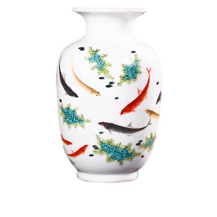 Fish Swimming Winter Melon Shaped Ceramic Small Vase Home Decoration Jahrriesnge porcelain of vase cna0155