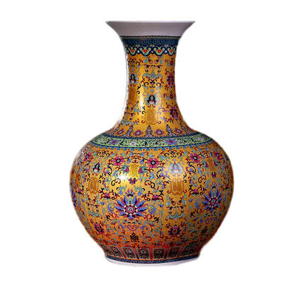 Enamel ceramic ornamental large vase flower arrangement Jahrriesnge porcelain of golden vase cna0178