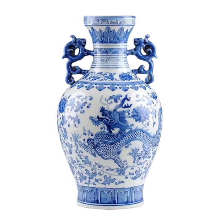 China blue and white porcelain dragon ceramic flower vase living room Jahrriesnge porcelain of vase set 3 pieces cna0189