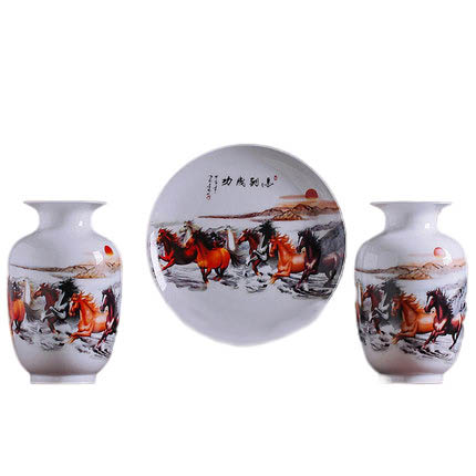 Colorful horses three-piece ceramic small vase decoration crafts Jahrriesnge porcelain of vase set 3 pieces cna0196