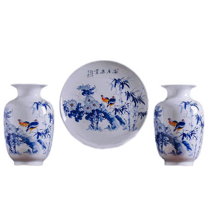 Birds and flowers three-piece ceramic small vase living room home Jahrriesnge porcelain of vase set 3 pieces cna0198