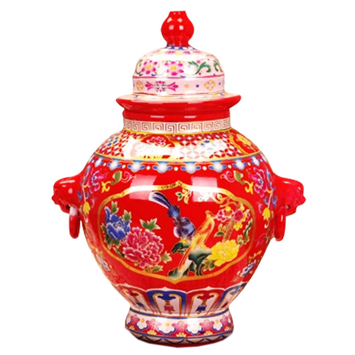 Chinese red enamel storage ceramic jars for kitchen and decorations Jahrriesnge porcelain of white blue vase cna0214