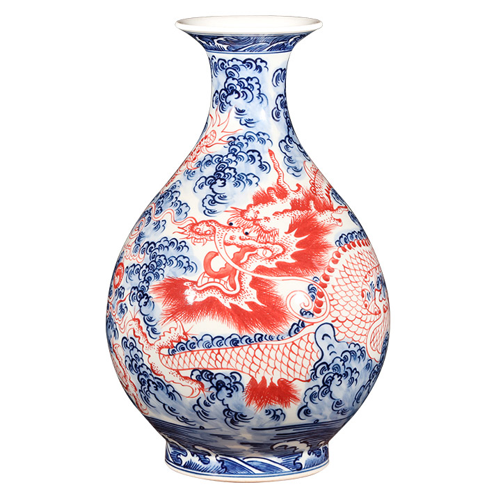 Vintage qing dynasty qianlong blue and white porcelain vase dragon on Jahrriesnge porcelain of white blue vase cna0222