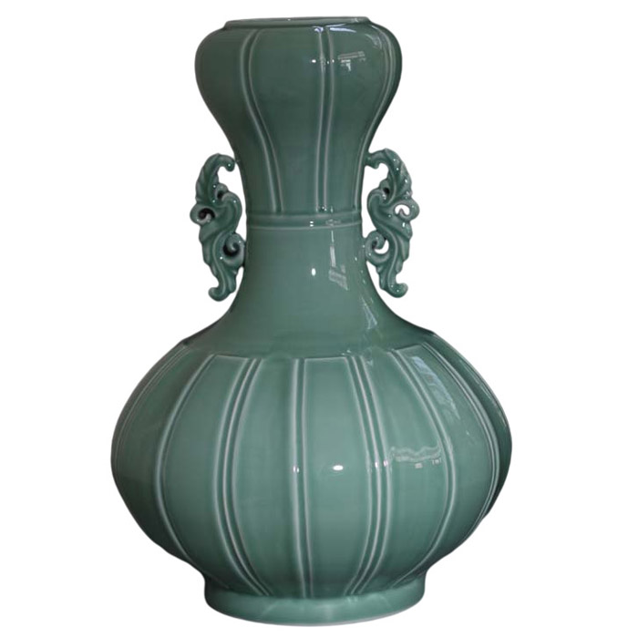 Vintage elegant double ear garlic celadon flower vase home accessories Jahrriesnge porcelain of cna0250