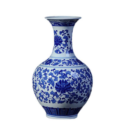 Ceramic blue and white porcelain ornamental vase with tangled lotus Jahrriesnge porcelain of white and blue vase cna0256