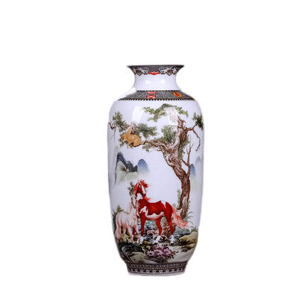 Jingdezhen overglaze tree and horses ceramic vase Jahrriesnge porcelain of vase cna0269