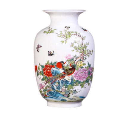 Peony flowers and birds melon shaped ceramic small vase Jahrriesnge porcelain of modern stylish simplicity cna0294