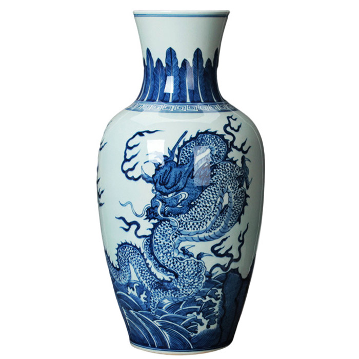 Blue and white hammer shape flower porcelain vases with sea dragon Jahrriesnge porcelain of vase cna0323