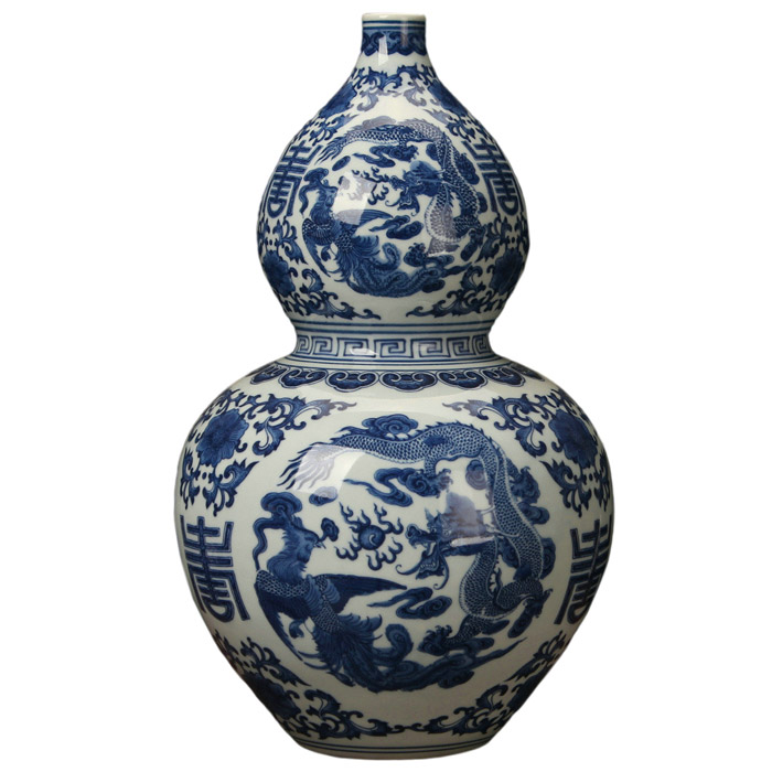 Hand painted dragon and phoenix gourd chinese ceramic vase Jahrriesnge porcelain of vase cna0363