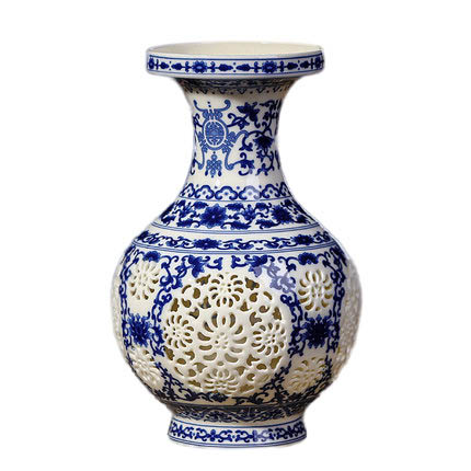 Blue and white hollow flower arrangement modern ceramic vase Jahrriesnge porcelain of hollow out vase cna0389