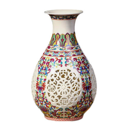 Hollow pastel jug-shaped modern ceramic vase Jahrriesnge porcelain of hollow out vase cna0396