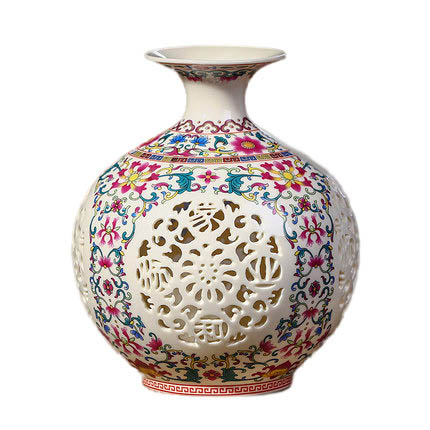 Hollow pastel pomegranate shape ceramic vase flower arrangement Jahrriesnge porcelain of hollow out vase cna0402