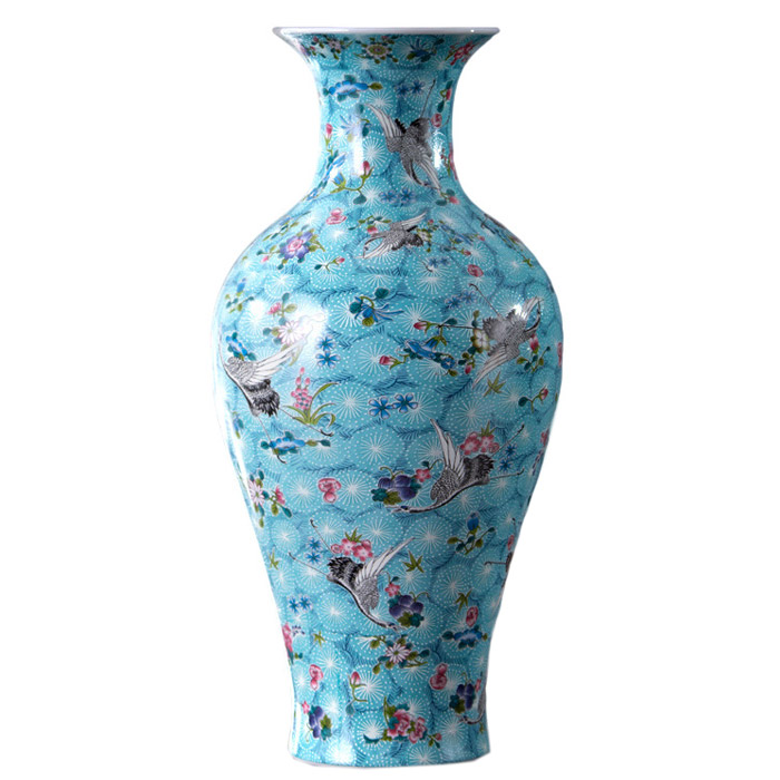 Vintage chinese blue ceramic vase with birds and flowers living room Jahrriesnge porcelain of vase cna0424