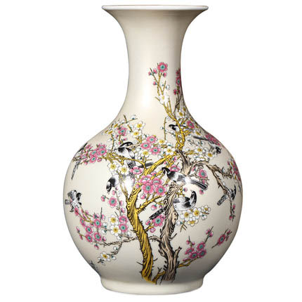 Plums and birds golden ornamental vase home decoration Jahrriesnge porcelain of golden vase cna0553