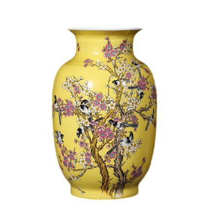 Jingdezhen Winter Melon Shaped Yellow Ceramic Vase Jahrriesnge porcelain of golden vase cna0559