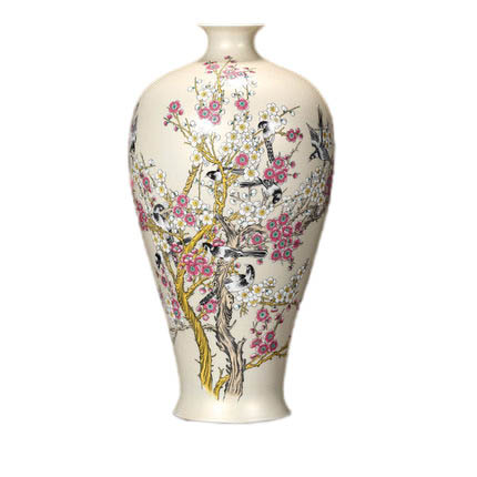 Jingdezhen plum blossom and bird pattern golden big ceramic vase Jahrriesnge porcelain of golden vase cna0563V