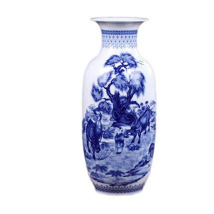 Jingdezhen Overglaze Boys and Cows Winter Melon Shaped Ceramic Vase Jahrriesnge porcelain of glaze vase cna0586