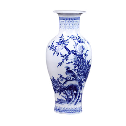 Overglaze Flowers and Birds Pattern Fishtail Shaped Ceramic Vase Jahrriesnge porcelain of glaze vase cna0588