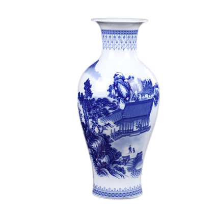 In-glaze Landscape Loft Pattern Fishtail Shaped Ceramic Vase Jahrriesnge porcelain of glaze vase cna0594
