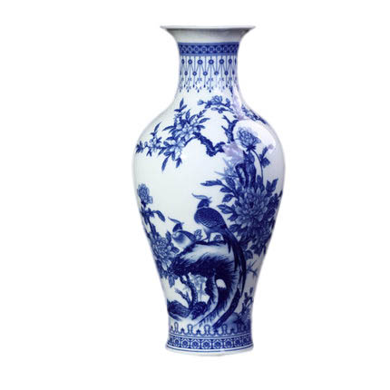 In-glaze fishtail shape ceramic vase with flowers and birds pattern Jahrriesnge porcelain of glaze vase cna0599