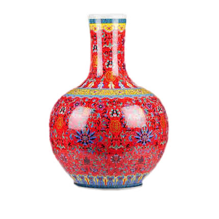 Red enamel celestial sphere shape ceramic vase on the ground Jahrriesnge porcelain of enamel colorful vase cna0618