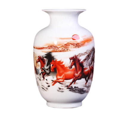 Winter melon shape multicolor horses pattern ceramic vase Jahrriesnge porcelain of vase cna0640