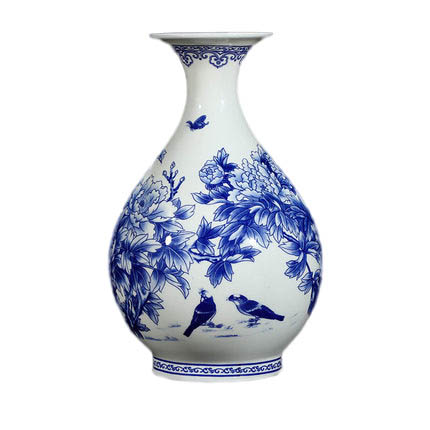 Jug shape blue and white peony pattern bone china vase Jahrriesnge porcelain of delicate bone china thin tire vase cna0685