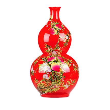 Happiness and longevity meaning red gourd-shaped ceramic vase Jahrriesnge porcelain of red gourd vase cna0715