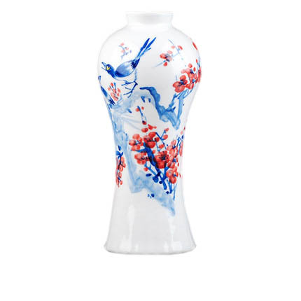 Hand painted creative magpie and plum pattern blue and white vase Jahrriesnge porcelain of outline in gold red egg vase cna0754