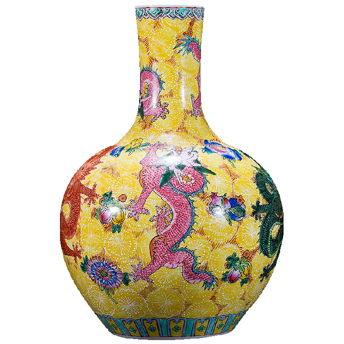 Vinatge qing dynasty qian long enamel colorful dragon flower vase Jahrriesnge porcelain of vase cna0765