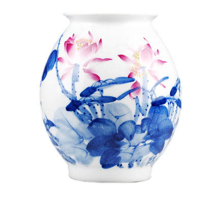 Celebrity master hand-painted lotus flower waist drum shape vase Jahrriesnge porcelain of hand painted vase cna0772