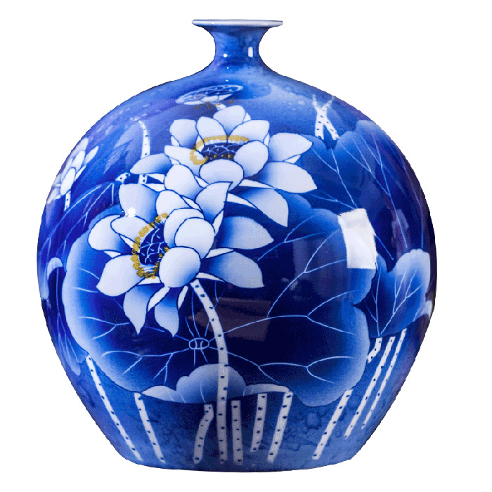 Chinese hand painted blue and white porcelain vase with lotus home Jahrriesnge porcelain of vase cna0795