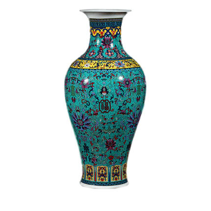 Living room fishtail shape green enamel ceramic vase on the ground Jahrriesnge porcelain of colorful enamel vase cna0803