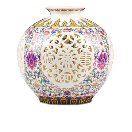 Hollow thin pomegranate shape pastel ceramic flower vase Jahrriesnge porcelain of pastel hollow thin fetal pomegranate flower vase cna0812
