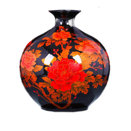 Handmade decorative black china crystal glazed ceramic flower vase Jahrriesnge porcelain of crystal glaze vase cna0816
