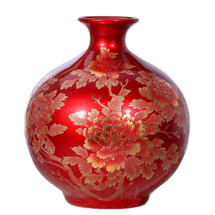 Handmade decorative red chinese crystal glazed ceramic flower vases Jahrriesnge porcelain of crystal glaze vase cna0818