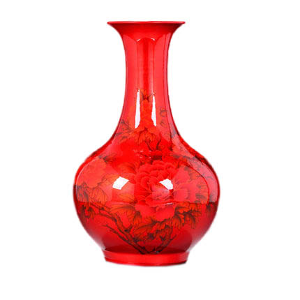 China red flower with red crystal glazed ceramic ornamental vase Jahrriesnge porcelain of crystal glaze vase cna0823