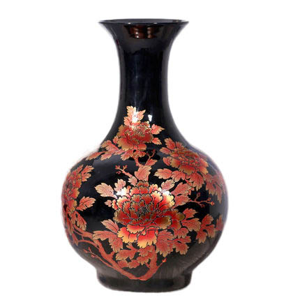 China golden flower with black crystal glazed ceramic ornamental vase Jahrriesnge porcelain of crystal glaze vase cna0827