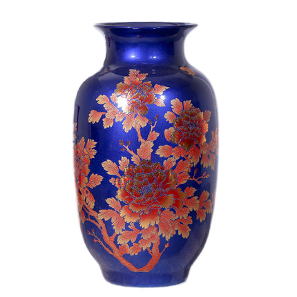 Winter melon golden flower crystal glazed blue vases and ornaments Jahrriesnge porcelain of crystal glaze vase cna0831