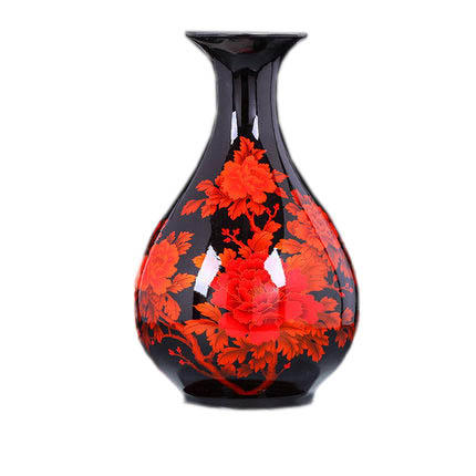Black chinese Handmade Decorative crystal glazed flower ceramic vase Jahrriesnge porcelain of crystal glaze vase cna0835