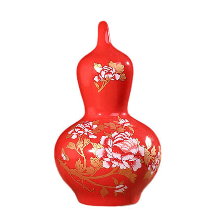 Peony red gourd ceramic vase made in china Jahrriesnge porcelain of red gourd vase cna0855