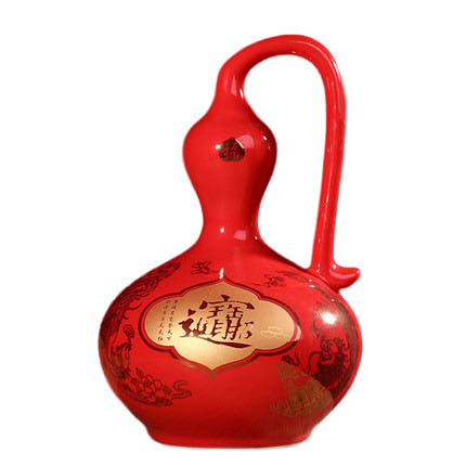 Long-handled gourd with dragon and phoenix fortune and treasure symbol Jahrriesnge porcelain of red gourd vase cna0859