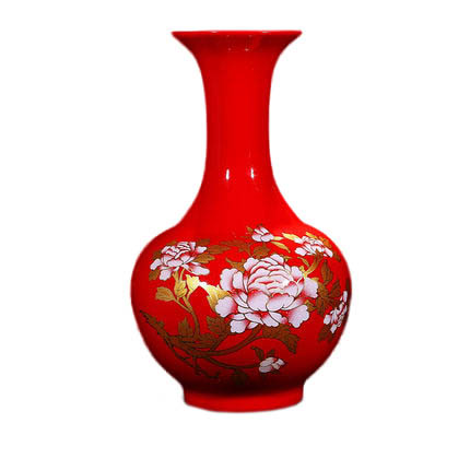 Chinese large poeny pattern red floor ceramic vases Jahrriesnge porcelain of red peony flower vase cna0921