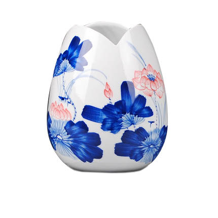 Hand painted small lotus pattern red in glaze chinese vases Jahrriesnge porcelain of red lotus in glaze vase cna0941