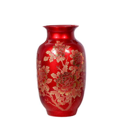 Trendy winter melon shape red crystal glaze ceramic vase for flowers Jahrriesnge porcelain of crystal glaze vase cna0956