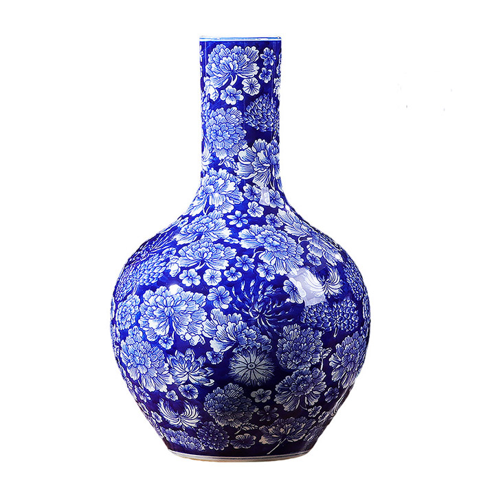 Celestial sphere shape bright blue and white ceramic antique vases Jahrriesnge porcelain of vase cna0974