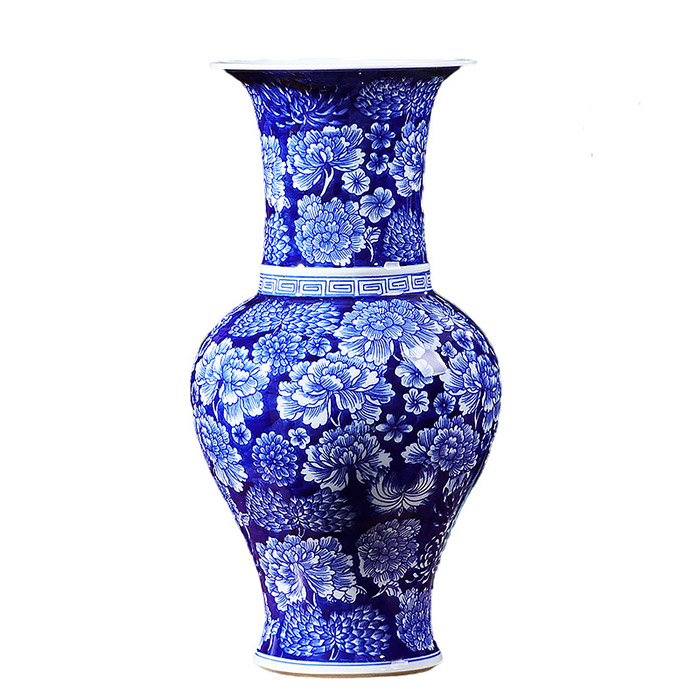 Antique bright blue and white pottery vases with short neck Jahrriesnge porcelain of vase cna0978