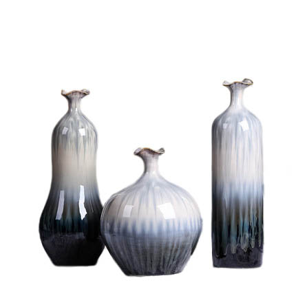 Hand-painted 3 pieces white and grey vases for flowers decorations Jahrriesnge porcelain of kiln drawing vase 3 pcs cna0983