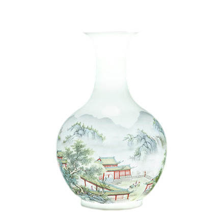 Hand-painted landscape painting thin porcelain embryo vase ornament Jahrriesnge porcelain of colorful landscape vase cna1006